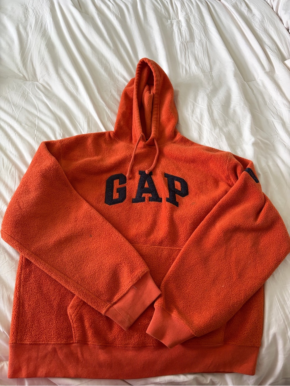 GAP Orange Sherpa Pullover with Navy Tag